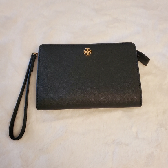 NEW! TORY BURCH Emerson Wristlet Pouch Black - Picture 2 of 12